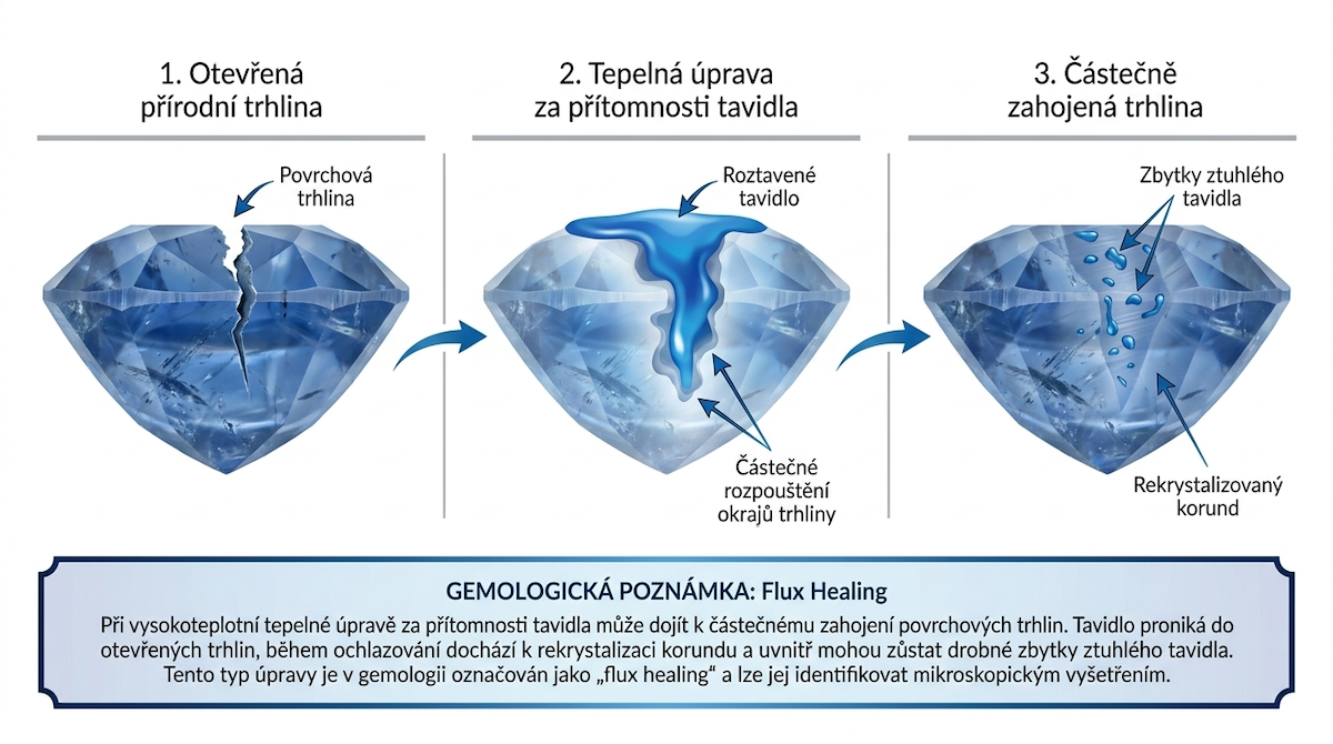 Flux healing safíru